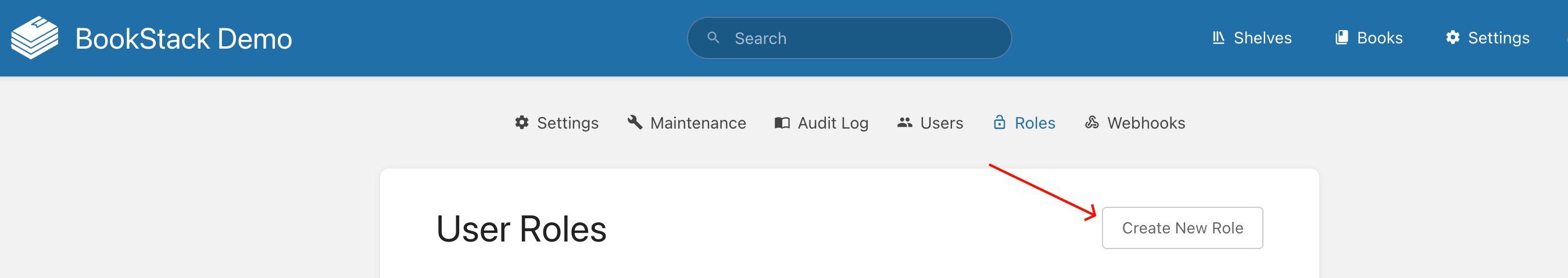 User Roles page — click Create New Role