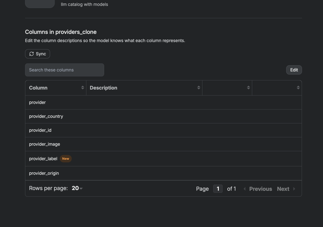 New column with the New badge in the column view